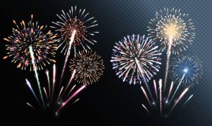 Set of isolated vector fireworks